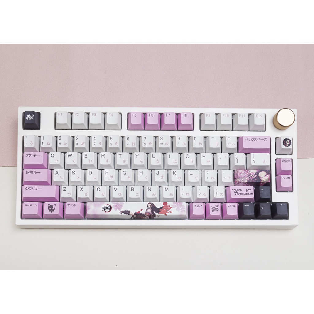 135 Phím Kamado Nezuko Keycaps Cherry Profile Demon Slayer Pink Anime PBT Dye Sub Bàn phím cơ học Keycap