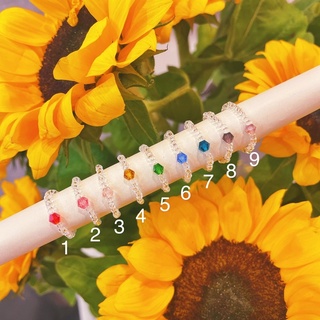 Nhẫn hạt cườm pha lê nhiều màu lấp lánh - Handmade