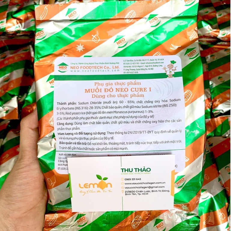 [100g-500g] Muối đỏ NEO CURE giữ màu và tạo màu hồng cho lạp xưởng, giò chả, jambon, xúc xích, nem chua