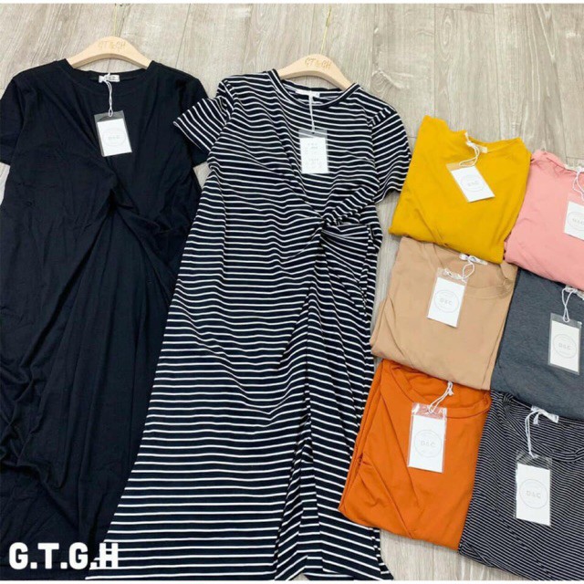 Váy xuông xoắn eo chất thun cotton co dãn | BigBuy360 - bigbuy360.vn