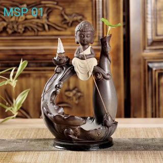 Thác khói trầm hương phật ngồi trên sóng tặng 10 viên trầm