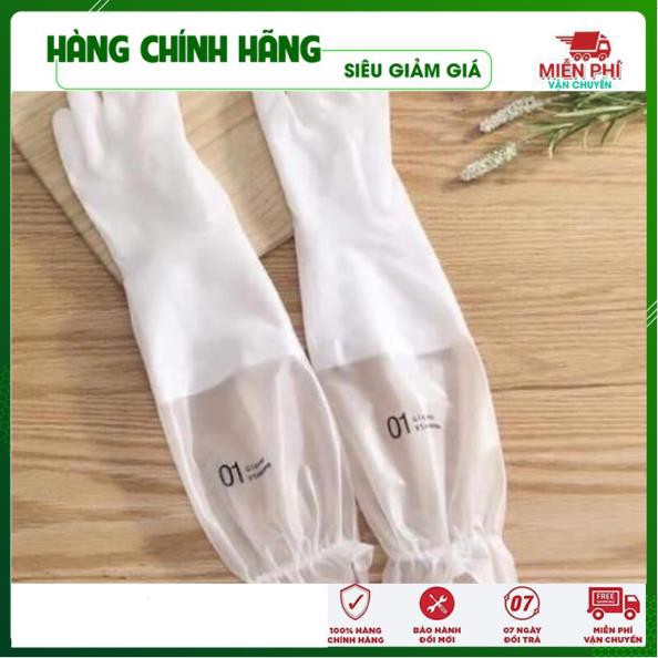 Găng Tay Cao Su Siêu Dai Làm Bếp Làm Vườn Lót Nỉ Bo Chun siêu ấm áp - Gia Dụng Thông Minh