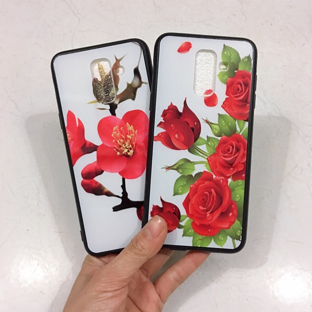 Ốp sam sung J8 (2018); A6 Plus hoa mầu đỏ