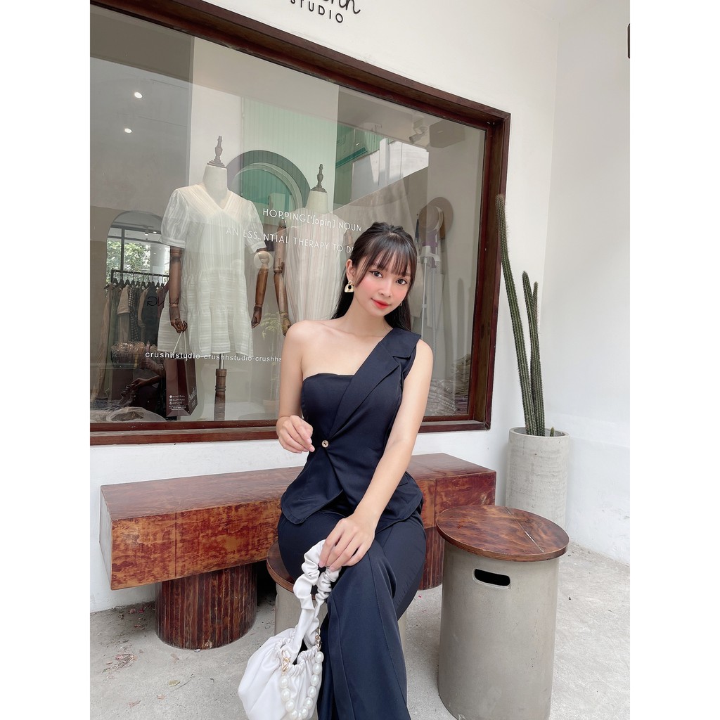 [ Mã FAMANU93 giảm 10% đơn 0đ ] Set jumpsuit đồ bay dài, áo hở vai form chuẩn sang trọng XUONGMAYHB