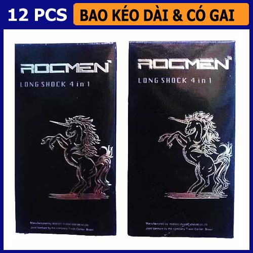 Combo 2 hộp bao cao su ROCMEN Xanh và Đen, bcs gân gai siêu mỏng kéo dài thời gian