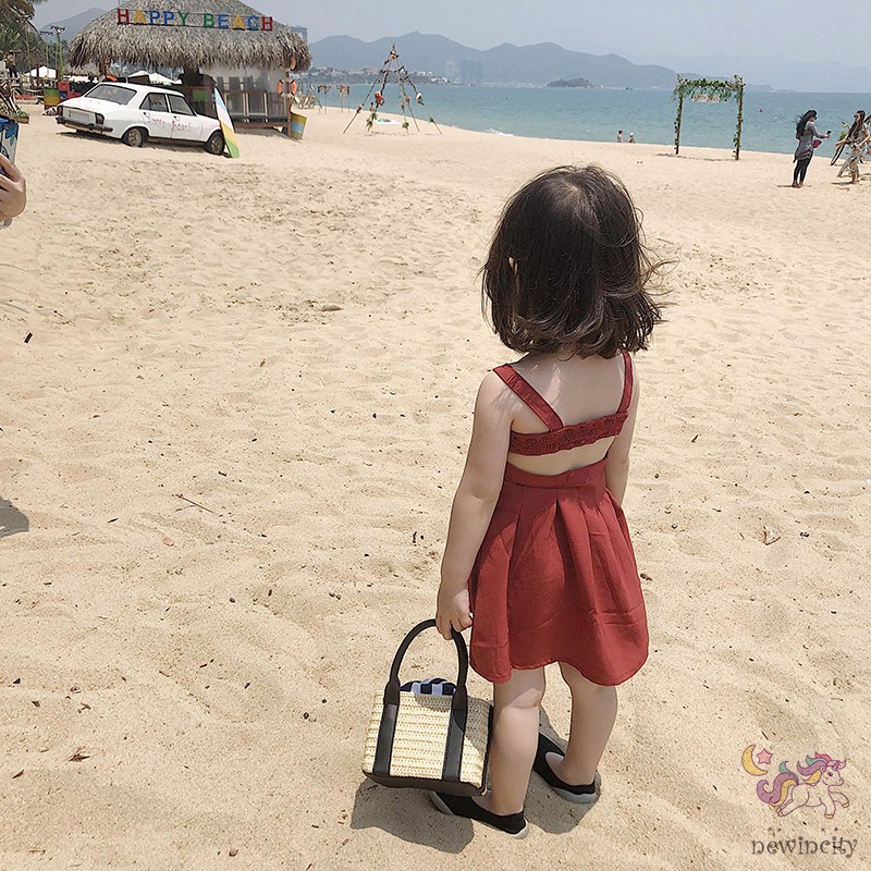 Đầm 2 dây phong cách Hàn Quốc thời trang mùa hè cho bé gái