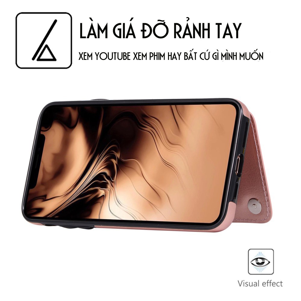 Bao da Iphone11-6.1 Inch, 11Pro-5.8 Inch, 11Pro Max-6.5 Inch kiêm ví tiền đựng thẻ, card cầm tay siêu tiện lợi DAN HOUSE
