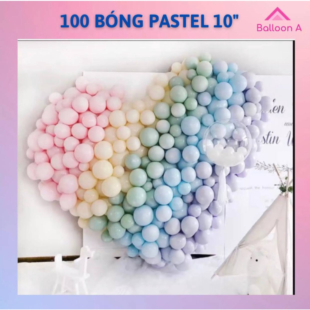100 quả bóng bay sinh nhật trang trí màu pastel 10 inch,bong bóng trang trí sinh nhật 10inch(27cm)