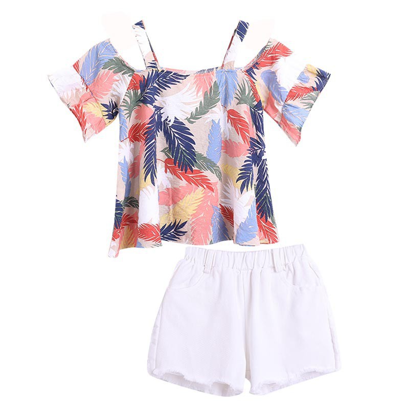Set đồ ngắn in hoa dễ thương cho bé gái