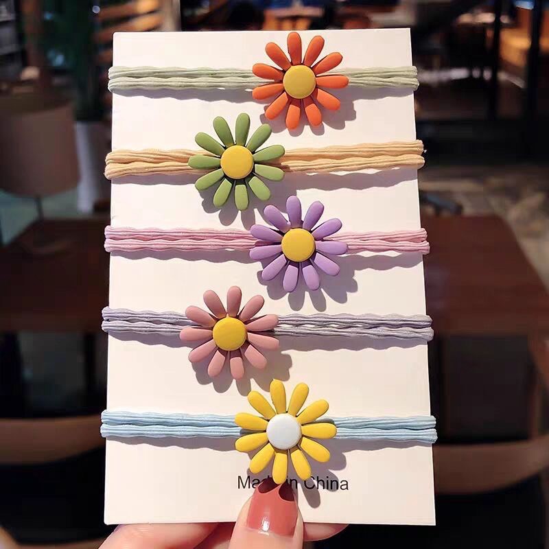 Dây cột tóc hoa cúc dễ thương dành cho nữ, dây thun buộc tóc hình cute