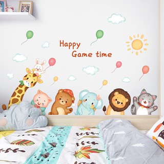 Decal dán tường động vật xinh xắn cho bé have game time QR9427