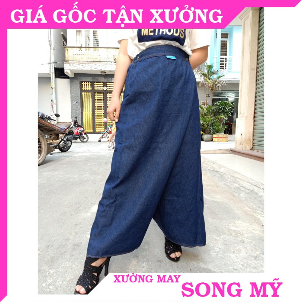 [Giá Xuất Xưởng] Váy Quần Chống Nắng Jean Trơn Cao Cấp Song Mỹ Có Nút Bấm Ở Chân