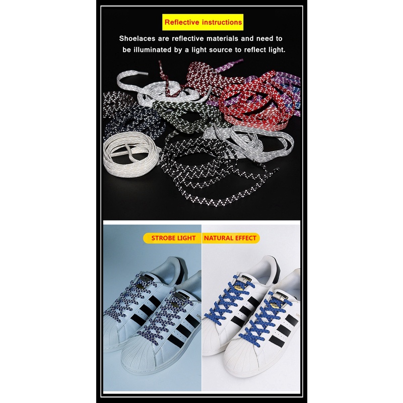 1 Cặp Dây Giày Có Từ Tính Phản Quang Thông Dụng Cho Trẻ Em Và Người Lớn
