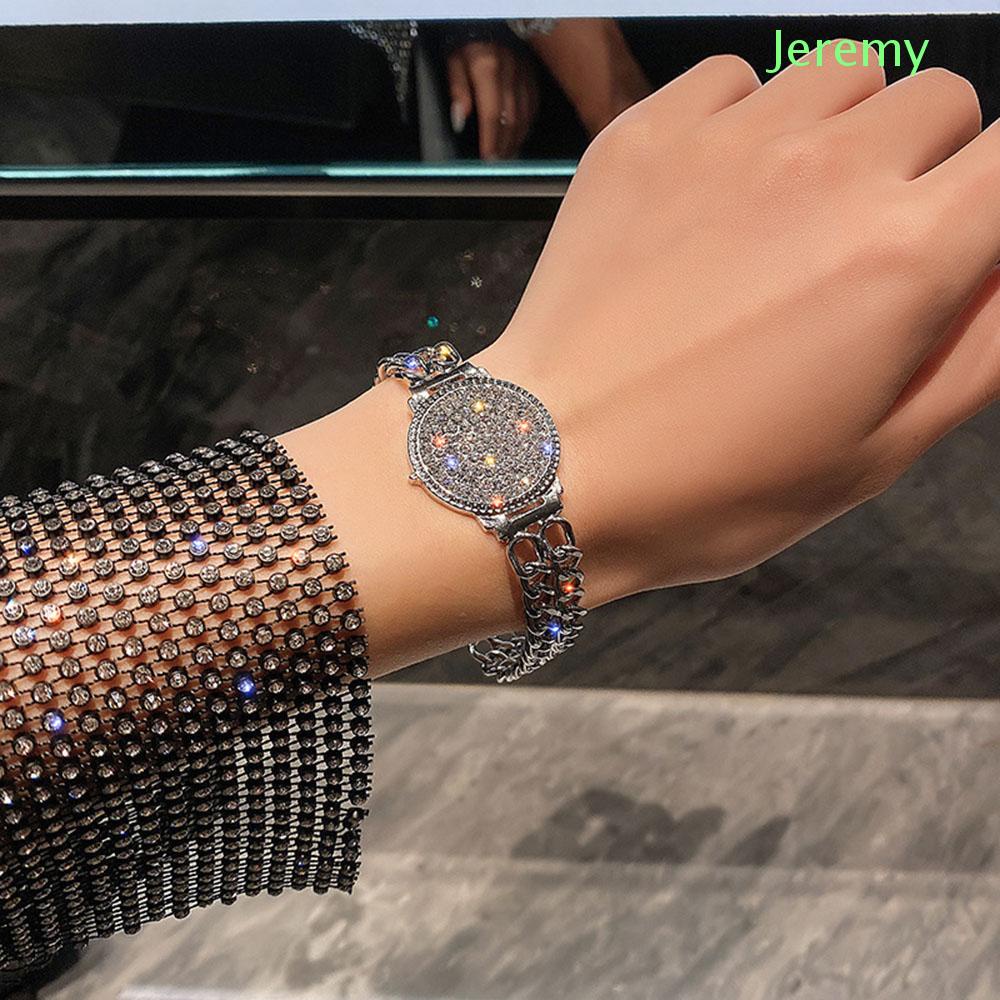 Vòng đeo tay hợp kim hình đồng hồ đính đá sang trọng JEREMY1