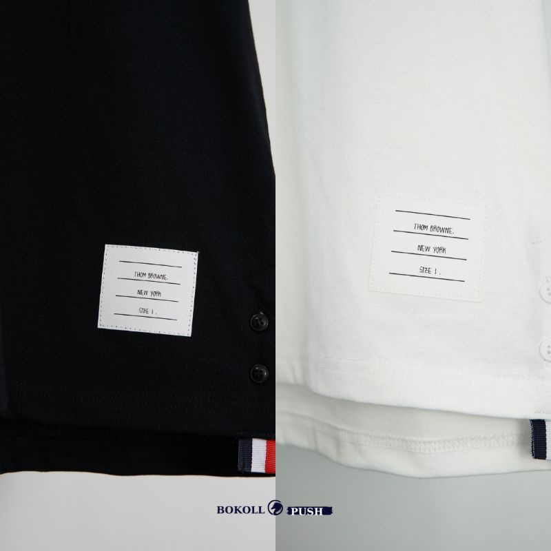 Áo thun unisex THOM BROWNE phong cách BASSIC nam nữ form rộng vải cotton 100 % Bestquality 1 : 1