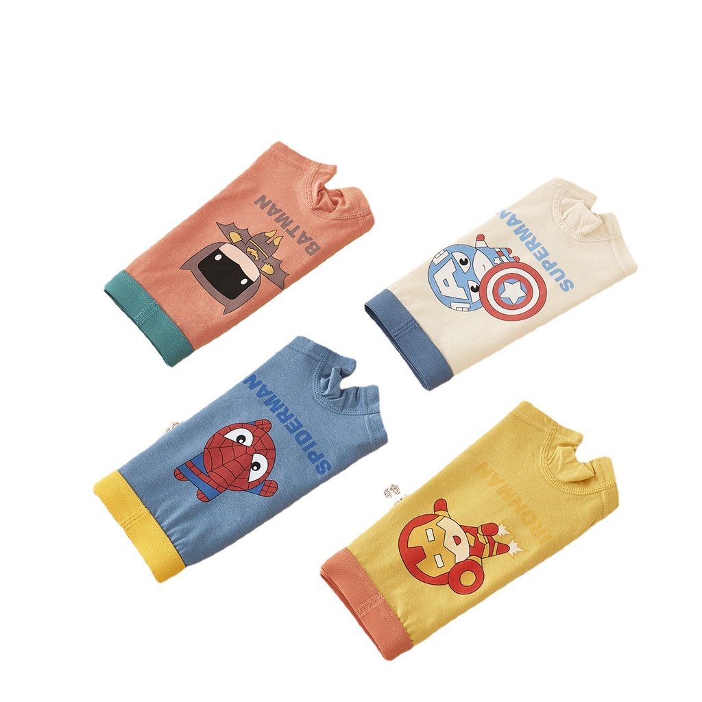 Bộ 4 Quần Lót Boxer In Họa Tiết Hoạt Hình Marvel Dễ Thương Cho Bé Trai