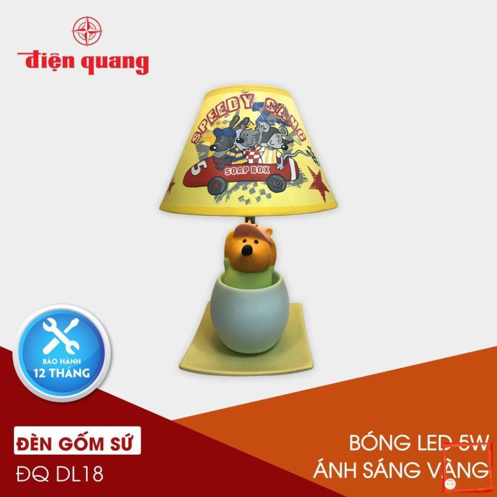 [Hàng chính hãng] Đèn Gốm Sứ trang trí Điện Quang ĐQ DL18 WW (Thân hình gấu vàng, bóng Led 5W, warmwhite)