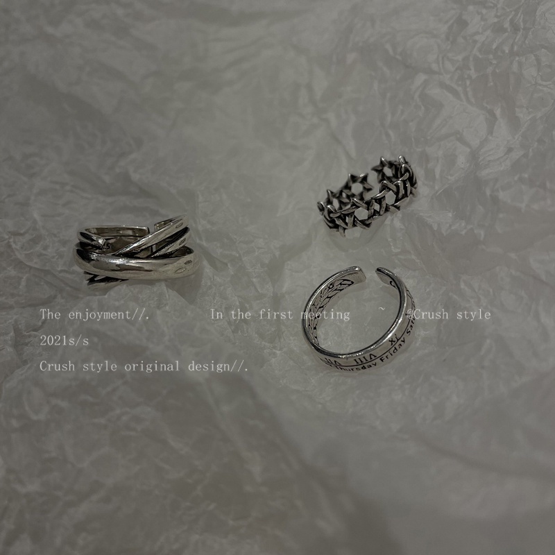 Set Nhẫn Khắc Chữ Số La Mã Phong Cách Cổ Điển Thời Trang