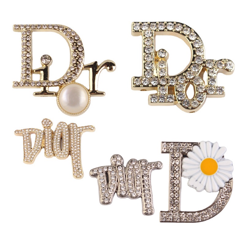 Ghim Cài Giày Bằng Kim Loại Đính Đá Thiết Kế Logo DIOR Sang Trọng Dành Cho Nữ
