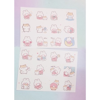 Sticker gấu mèo thỏ A4 không bế S4A6a cute dễ thương