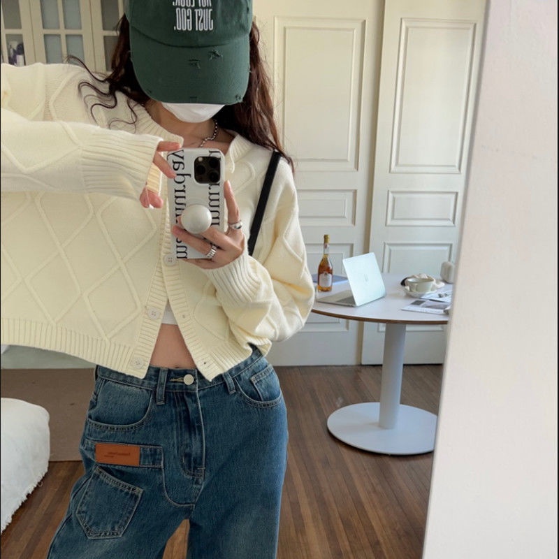 Áo Khoác Cardigan Dệt Kim Dáng Rộng Màu Xanh Lá Thiết Kế Mới Thời Trang Theo Phong Cách Hàn Quốc Cho