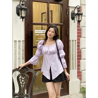 YU CHERRY | Áo lụa nữ xẻ tà, Minnie top YA405