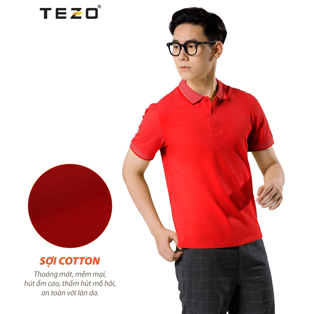 Áo polo nam trơn TEZO  thun nam ngắn tay cổ đức mạnh mẽ lịch lãm 2107ADCT17