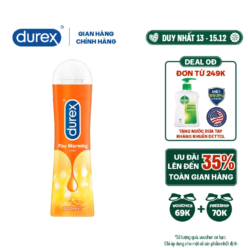 [Mã FMCGMALL -8% đơn 250K] Gel bôi trơn Durex Play Warming 100ml