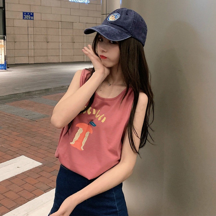 Áo Lửng Không Tay In Chữ Apple Thời Trang Nữ