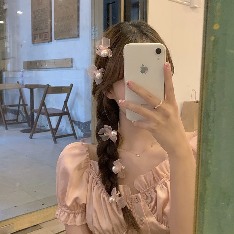 Kẹp Tóc Nơ Đính Ngọc Trai Dễ Thương