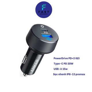 Tẩu sạc nhanh oto Anker PowerDriver PD+ 2 35w Type C 20w USB 15w IQ3 Bảo hành 12 tháng