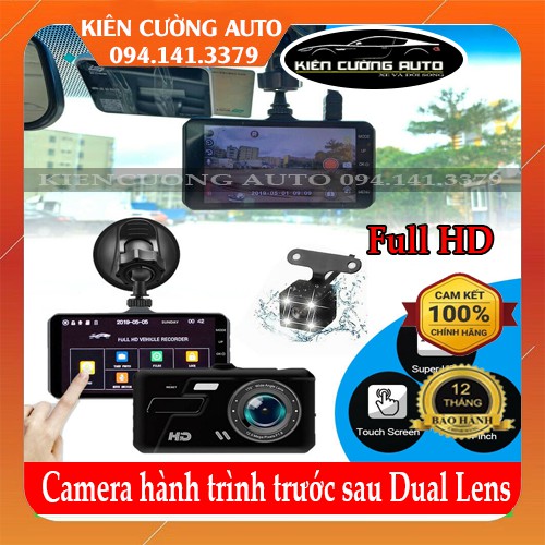 Camera hành trình trước sau Dual Lens full HD - Màn hình cảm ứng (đen)