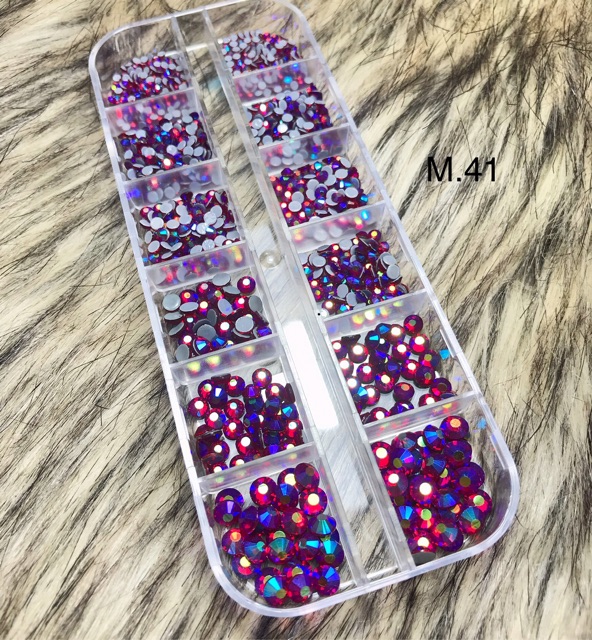 Đá chân keo cao cấp, khay 1440 viên, đá 7 màu, trắng đục, vàng trà