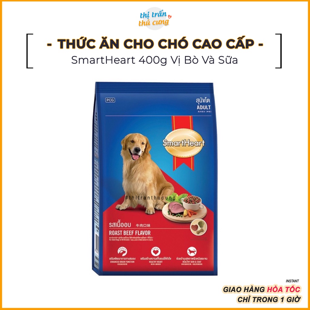 Thức Ăn Cho Chó Con Hạt Smartheart Puppy 400g Vị Bò Và Sữa