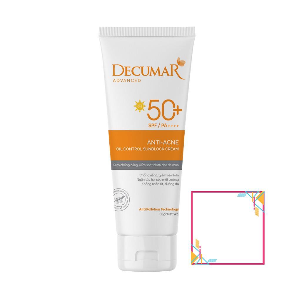 Kem chống nắng Decumar Advanced Sunblock 50gr kiểm soát nhờn cho da mụn