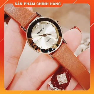 Đồng hồ nữ dây da Armitron diamond dây da nâu mặt gương (case 24mm)