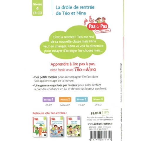 Sách tập đọc tiếng Pháp dành cho thiếu nhi - Teo Et Nina Cp Ce1 Niveau 4 Drole Rentree (trình độ 4)