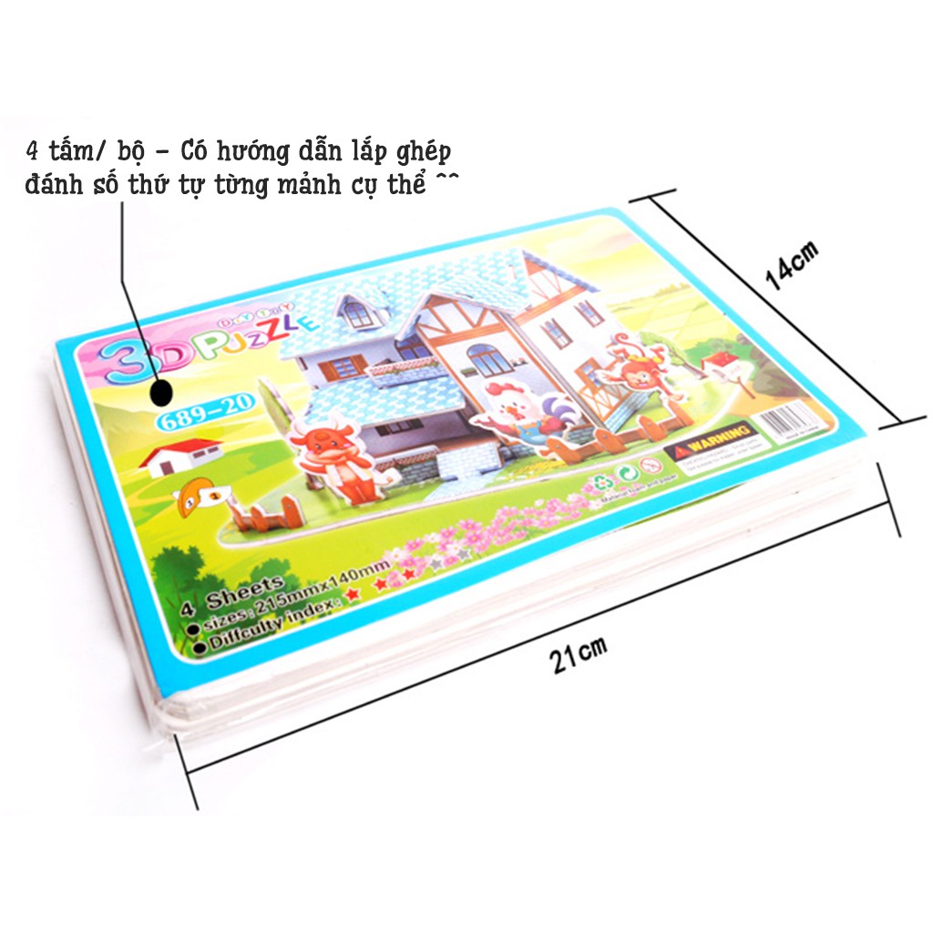 Mô Hình Lắp Ghép Nhà 3D Bằng Giấy Xốp Đồ Chơi Tuổi Thơ Cực Thú Vị - RosyPosy