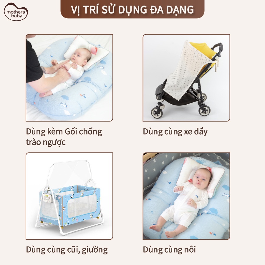 Gối Chống Bẹp Đầu, Méo Đầu Cho Bé Thương Hiệu Mothersbaby Hàn Quốc