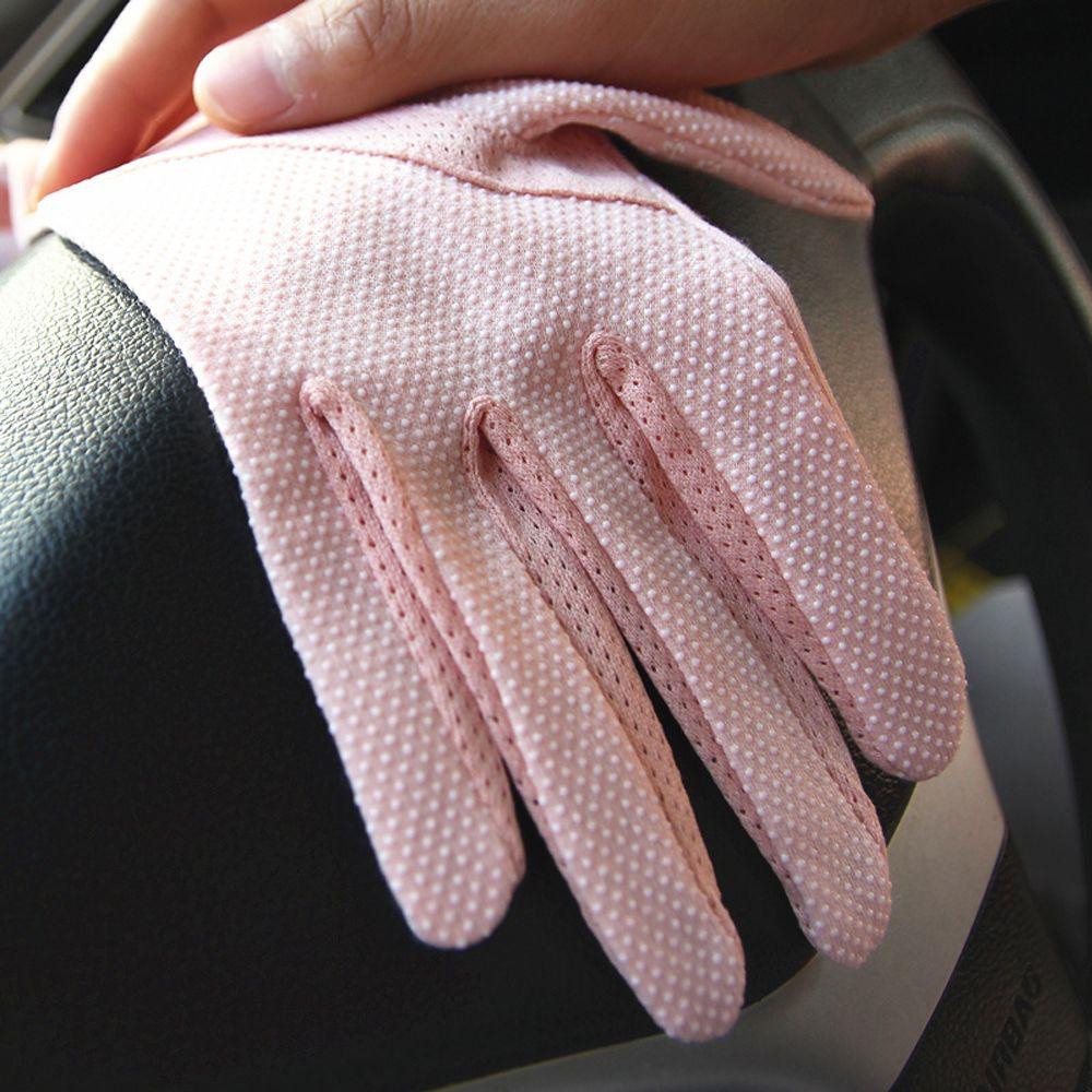 Găng Tay Cotton Năm Ngón Chống Nắng Chạm Màn Hình Cảm Ứng Dành Cho Nữ