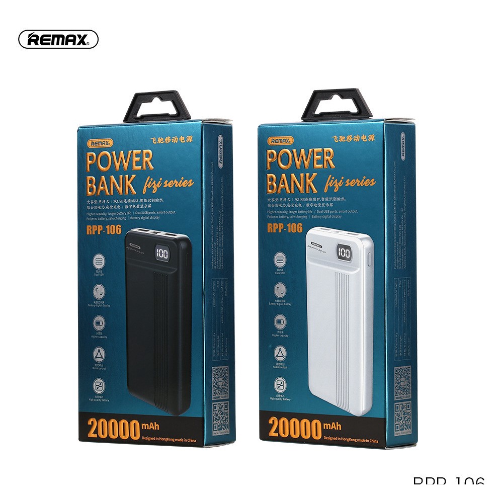 Pin Sạc Dự Phòng 20000mAh Remax RPP - 106 Chính Hãng Sạc Nhanh 5V-2A