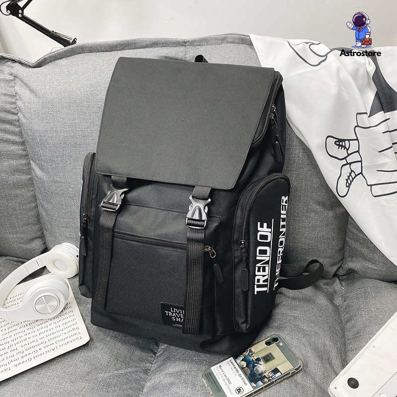 Balo hai màu Đen, Trắng Xám, kích thước lớn, chống nước, đi học, đi chơi, du lịch