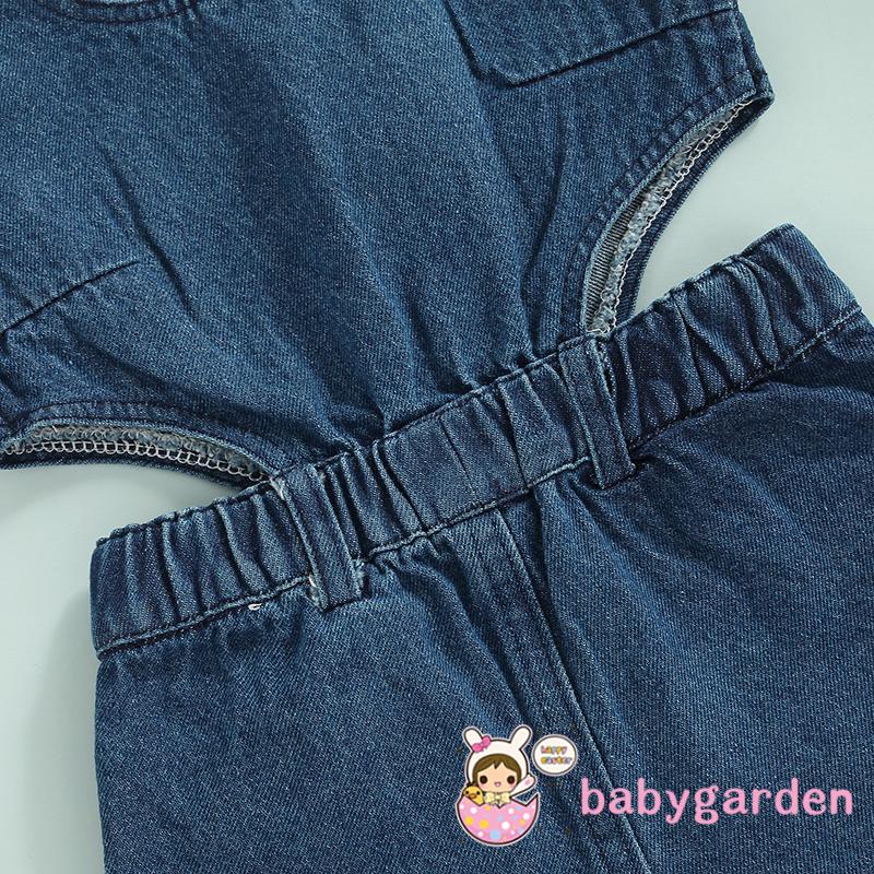 Bộ Áo Liền Quần Denim Cổ Chữ U Không Tay Cắt Vai Dành Cho Bé Gái 6 Tháng 4 Tuổi One
