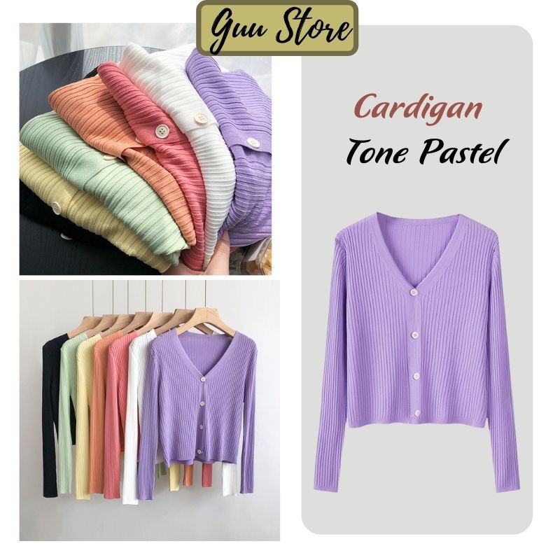 Áo Croptop - Áo Cardigan Len Mỏng Tone Pastel Cực Xinh Yêu Guu ALC02