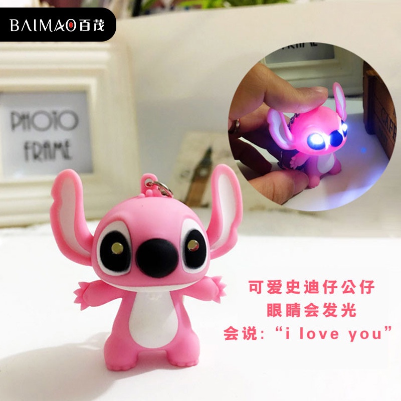 Móc Khóa Hình Nhân Vật Hoạt Hình Stitch Phát Sáng Phong Cách Hàn Quốc