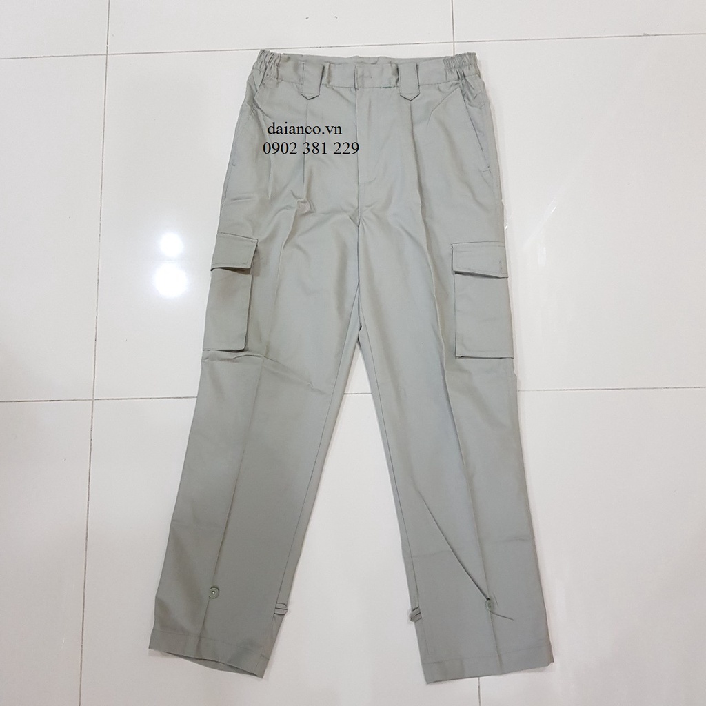 Quần áo bảo hộ lao động ghi phối xanh không xù lông, thoáng mát DA05