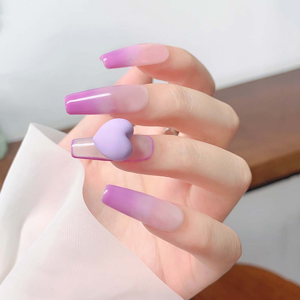 Phụ Kiện Trang Trí Móng Tay Màu Kẹo Dạ Quang Hình Trái Tim Đào Ba Chiều Thời Trang Diy