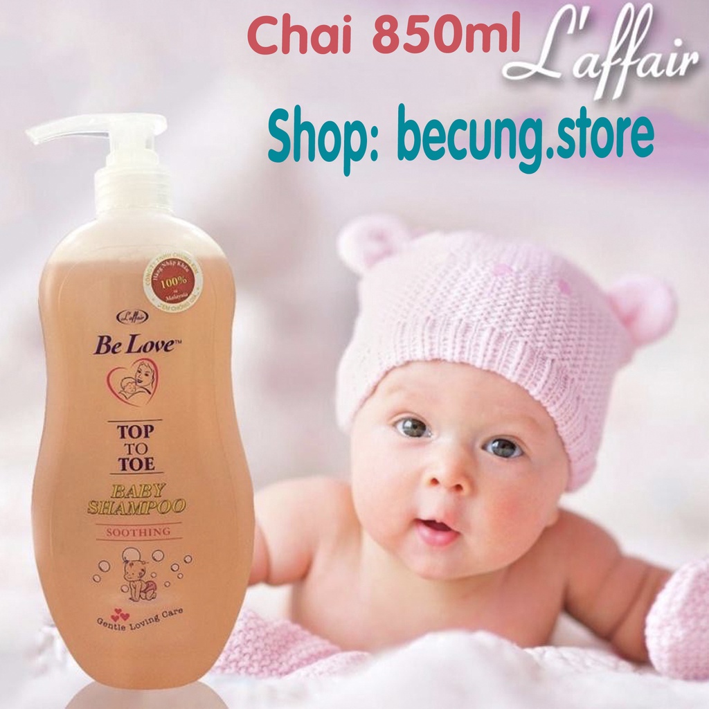 Tắm gội toàn thân Baby 2in1 cho bé Laffair Be Love 850ml không cay mắt- Nhập khẩu Malaysia.