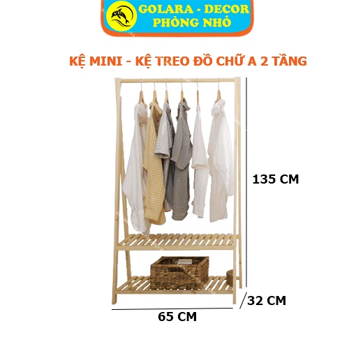 Kệ Treo Quần Áo Chữ A 2 Tầng Mini - Giá Treo Đồ Quần Áo Gỗ Thông