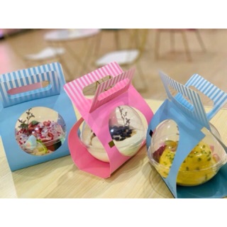 Set 50 hộp hình cầu  và túi xách tròn đựng hoa quả dầm, bánh trái,  thạch dừa, trang trí đựng son, nước hoa